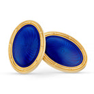 SPIRAL BLUE ENAMEL 18CT YELLOW GOLD CUFFLINKS - main