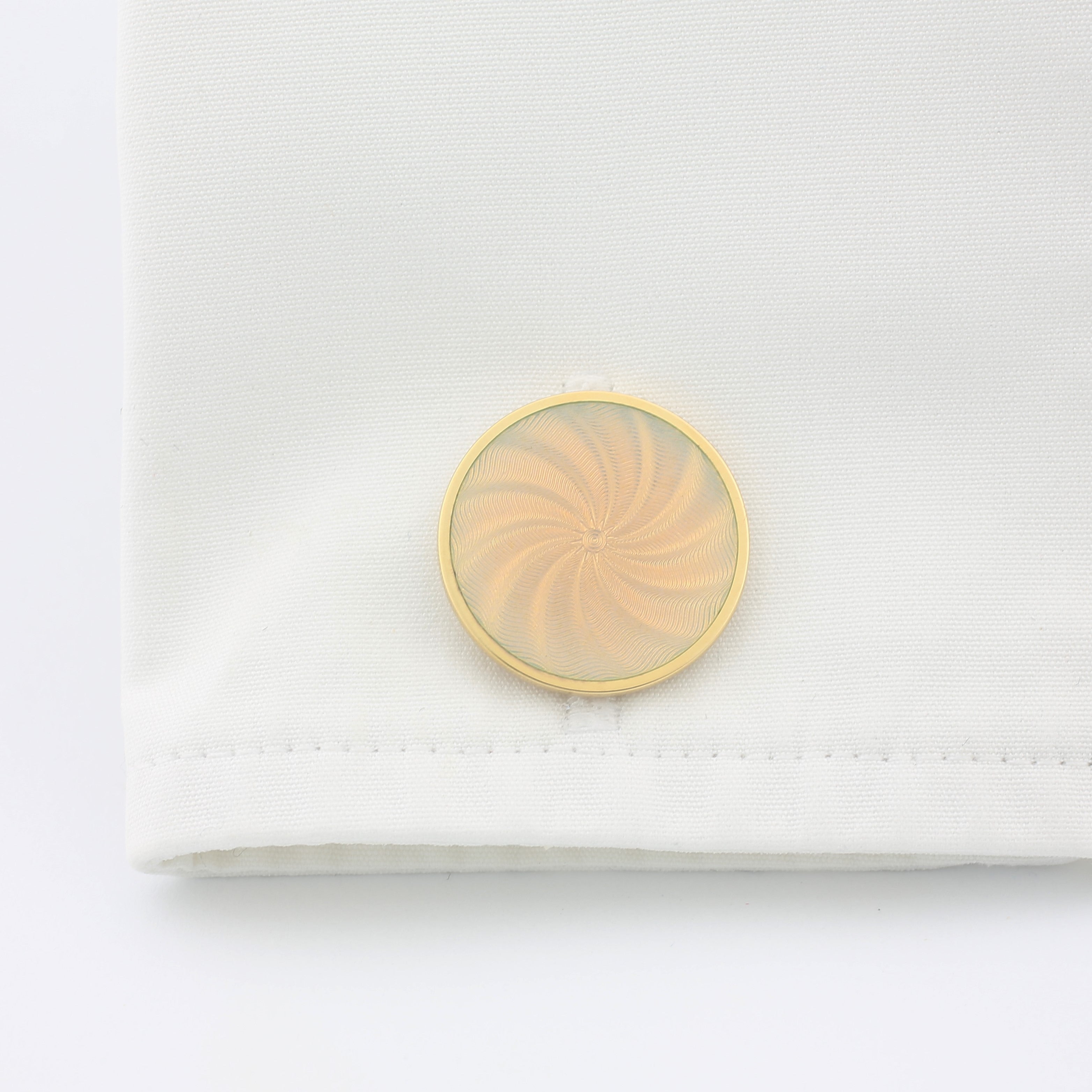 star swirl cream blush enamel 18ct yellow gold cufflinks - cuff