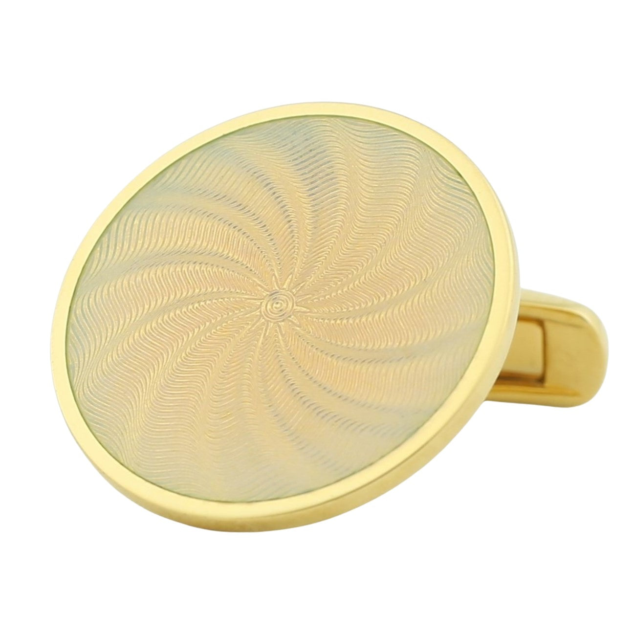 star swirl cream blush enamel 18ct yellow gold cufflinks - main