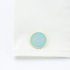 star swirl cloudy sky blue enamel 18ct yellow gold cufflinks - cuff