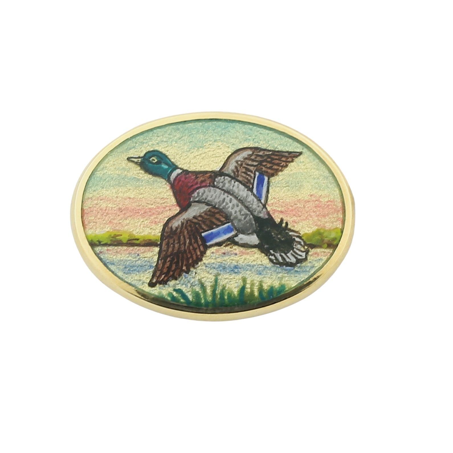 GAMEBIRDS PAINTED BACKGROUND 18ct YELLOW GOLD CUFFLINKS - main 1