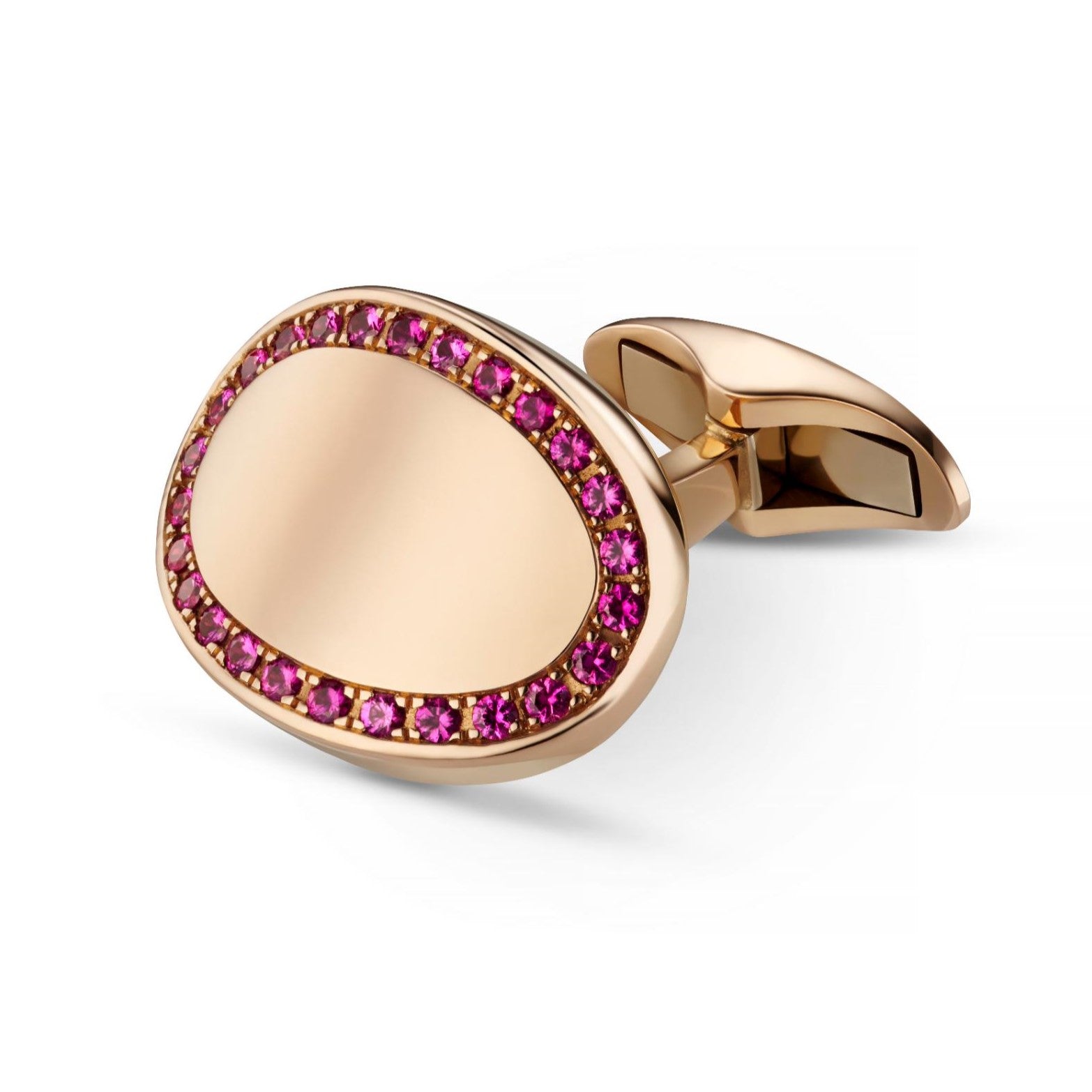 RUBY CURVED OVAL 18ct ROSE GOLD CUFFLINKS - main