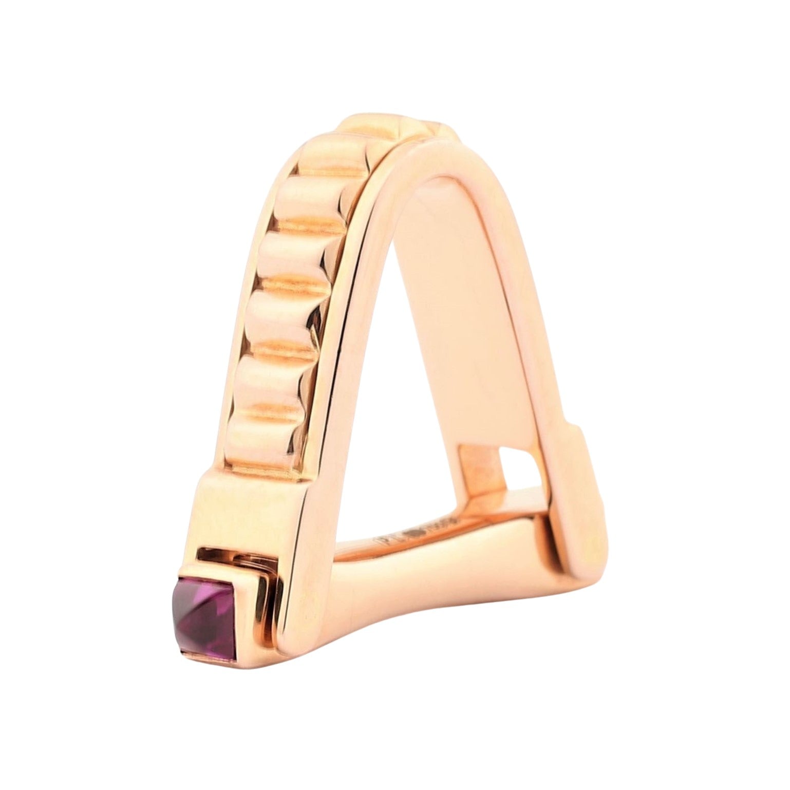 stirrup with ruby terminals 18k rose gold cufflinks - main