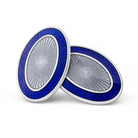 Double Oval Blue/Trans enamel cufflinks in 18k white gold