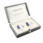 SPIRAL BLUE ENAMEL 18CT WHITE GOLD CUFFLINKS - boxed