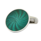 star swirl racing green enamel 18ct white gold cufflinks - main