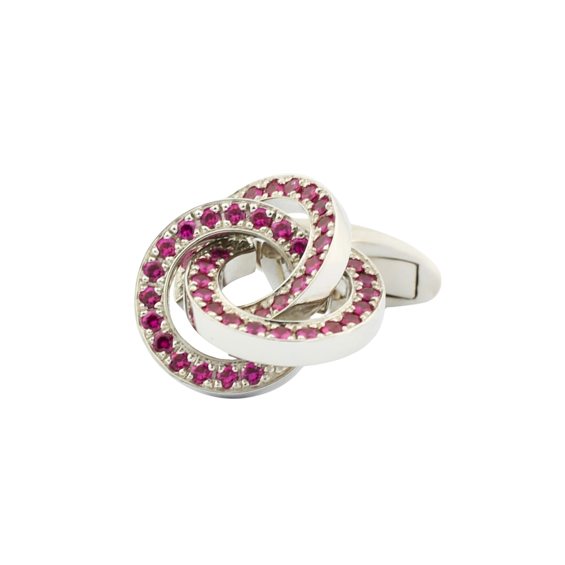 twin circles entwined - ruby set 18ct white gold cufflinks - main