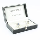 snaffle sapphire terminal 18k white gold cufflinks - boxed