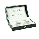 blue topaz and diamond 18ct white gold cufflinks - boxed 