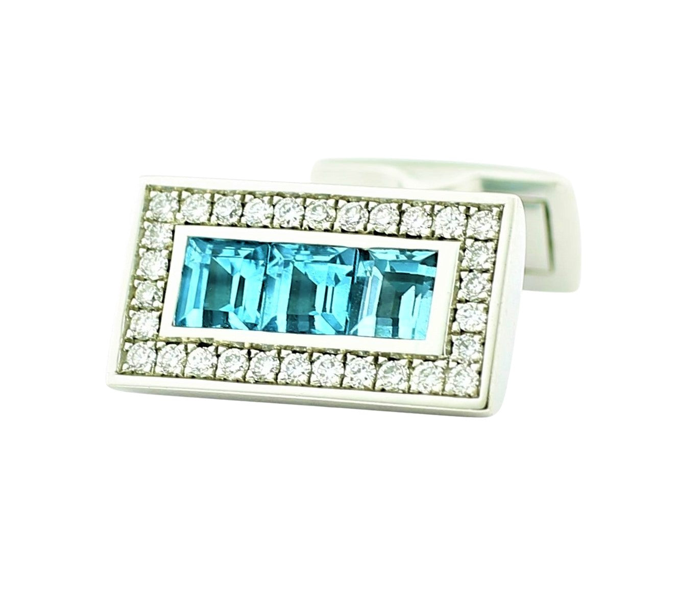 blue topaz and diamond 18ct white gold cufflinks - main