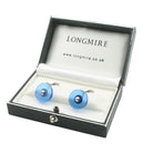 SPINEL DISC 18ct WHITE GOLD CUFFLINKS - boxed