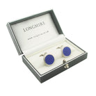 LAPIS LAZULI PIXEL 18ct WHITE GOLD CUFFLINKS - boxed