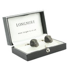 hippo obsidian with onyx eyes 18ct white gold cufflinks - boxed