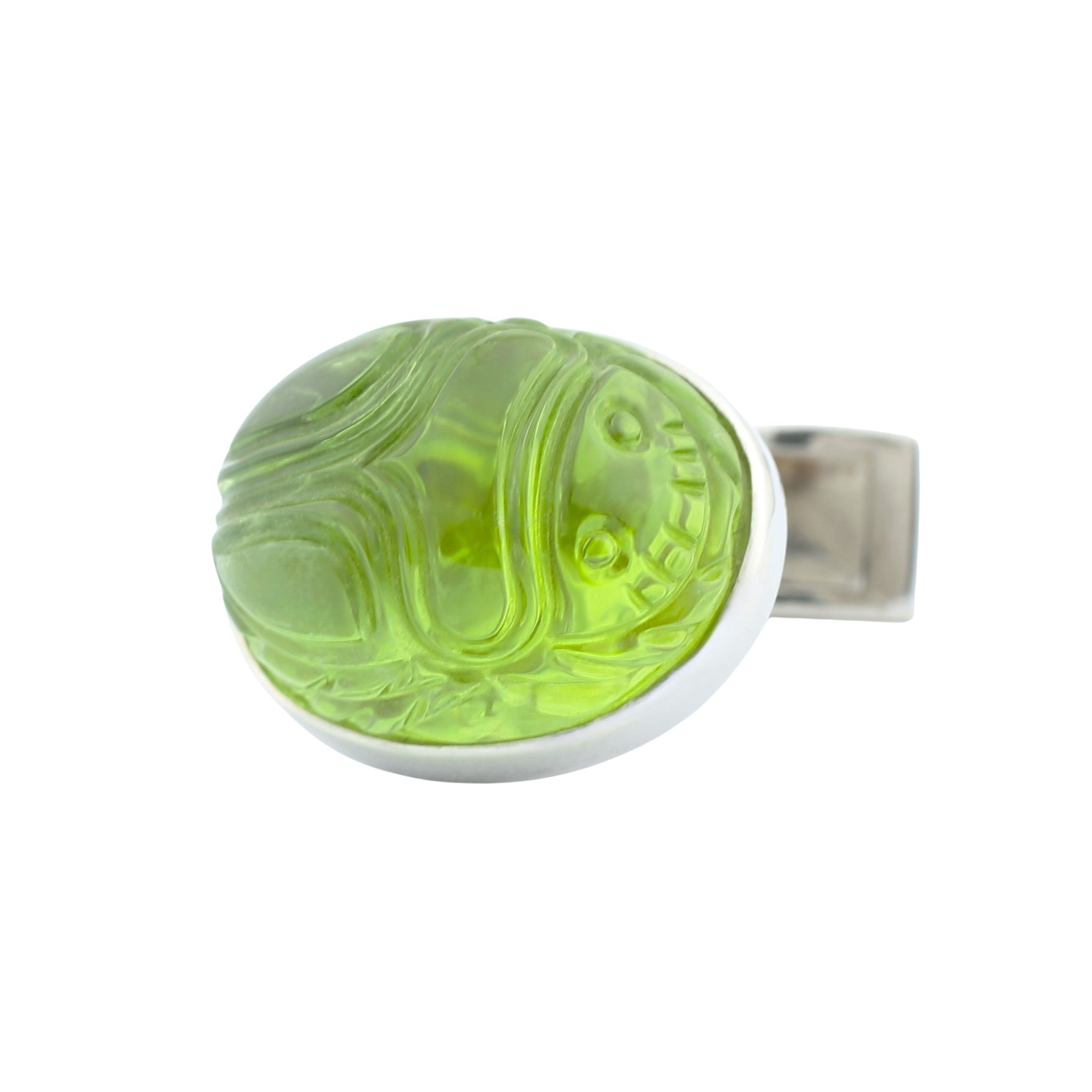 peridot scarab 18ct white gold cufflinks - main