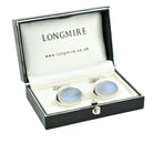 moonstone oval cabochons 18ct white gold cufflinks - boxed