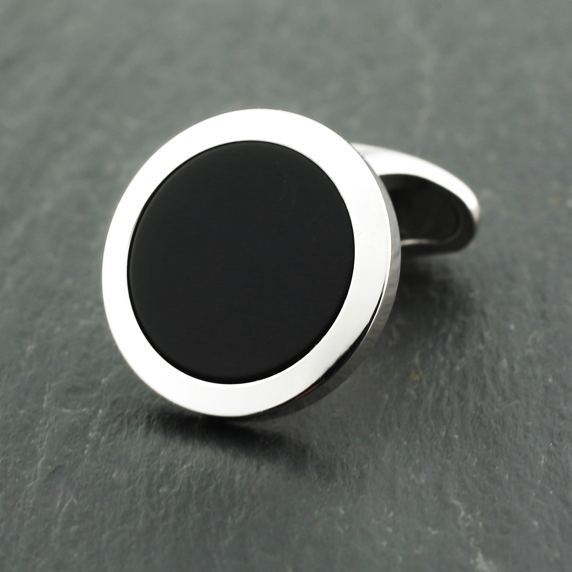 matt onyx circular 18ct white gold cufflnks - main