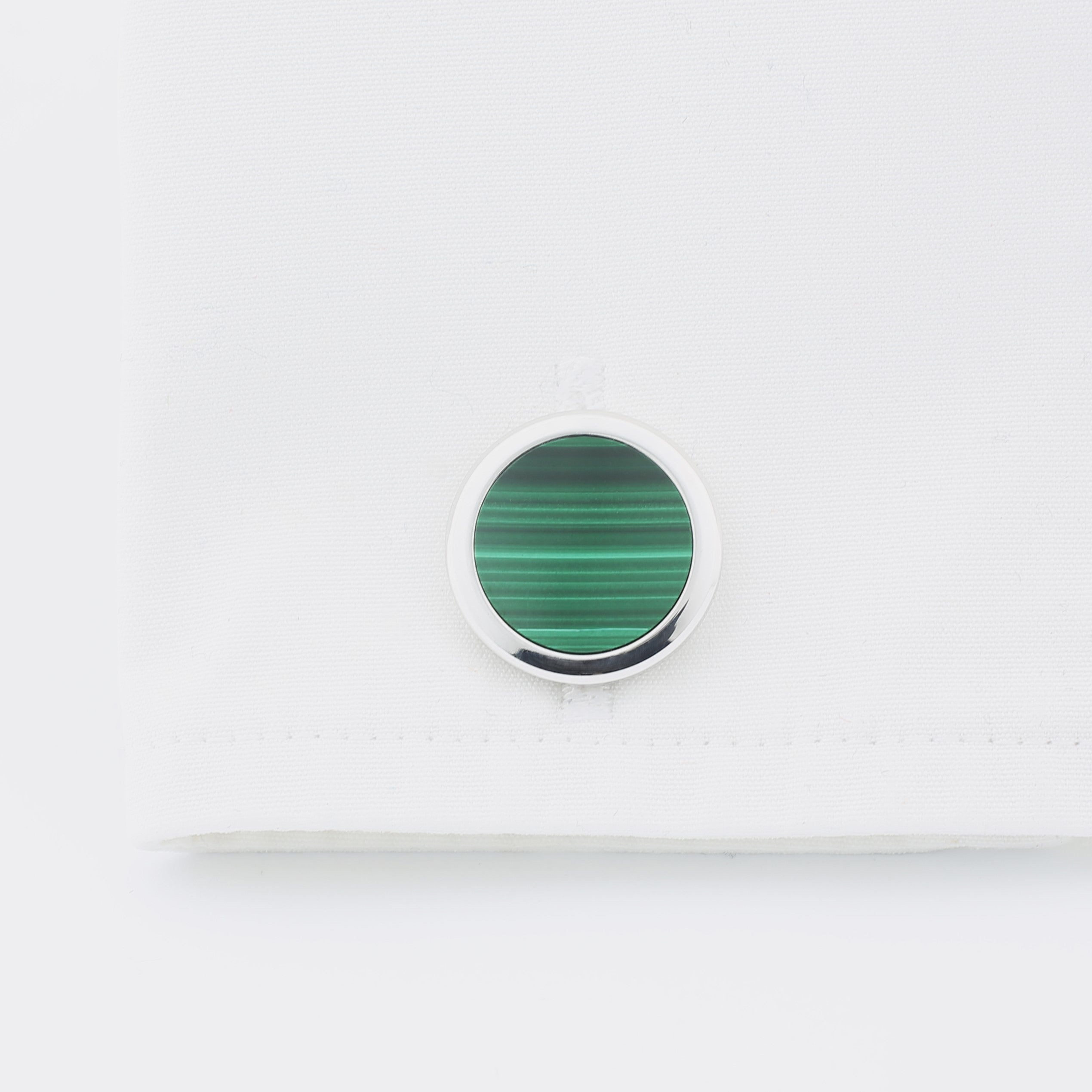 circular malachite 18ct white gold cufflinks - cuff