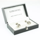 solid knot 18ct matt white gold cufflinks - boxed