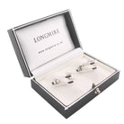 DOUBLE STIRRUP SAPPHIRE TERMINALS 18ct WHITE GOLD CUFFLINKS - boxed