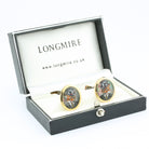 fabulous mr fox cabochon rock crystal and mother of pearl 14ct yellow gold cufflinks - boxed