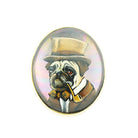 gentleman pug dog cabochon rock crystal and mother of pearl 14ct yellow gold cufflinks - main