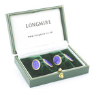 basket gold/blue enamel 9ct gold cufflinks - boxed