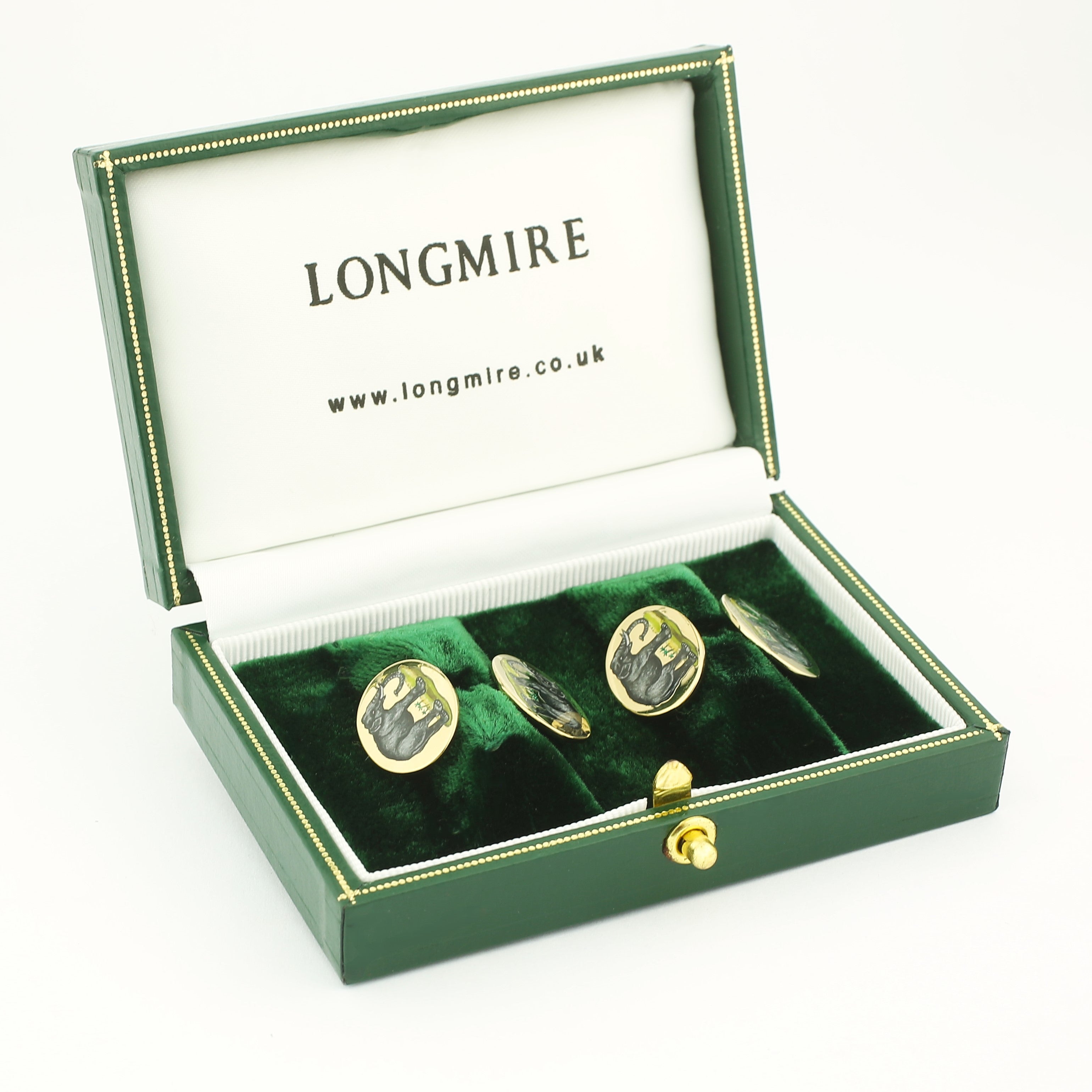 asian elephant 9ct yellow gold cufflinks - boxed