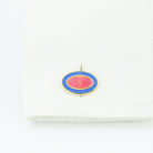 double oval blue/salmon pink 9ct yellow gold cufflinks - cuff