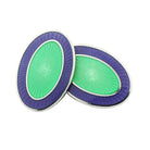 DOUBLE OVAL PURPLE/GREEN sterling silver ENAMEL CUFFLINKS - main