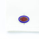 double oval navy blue/red sterling silver cufflinks - cuff