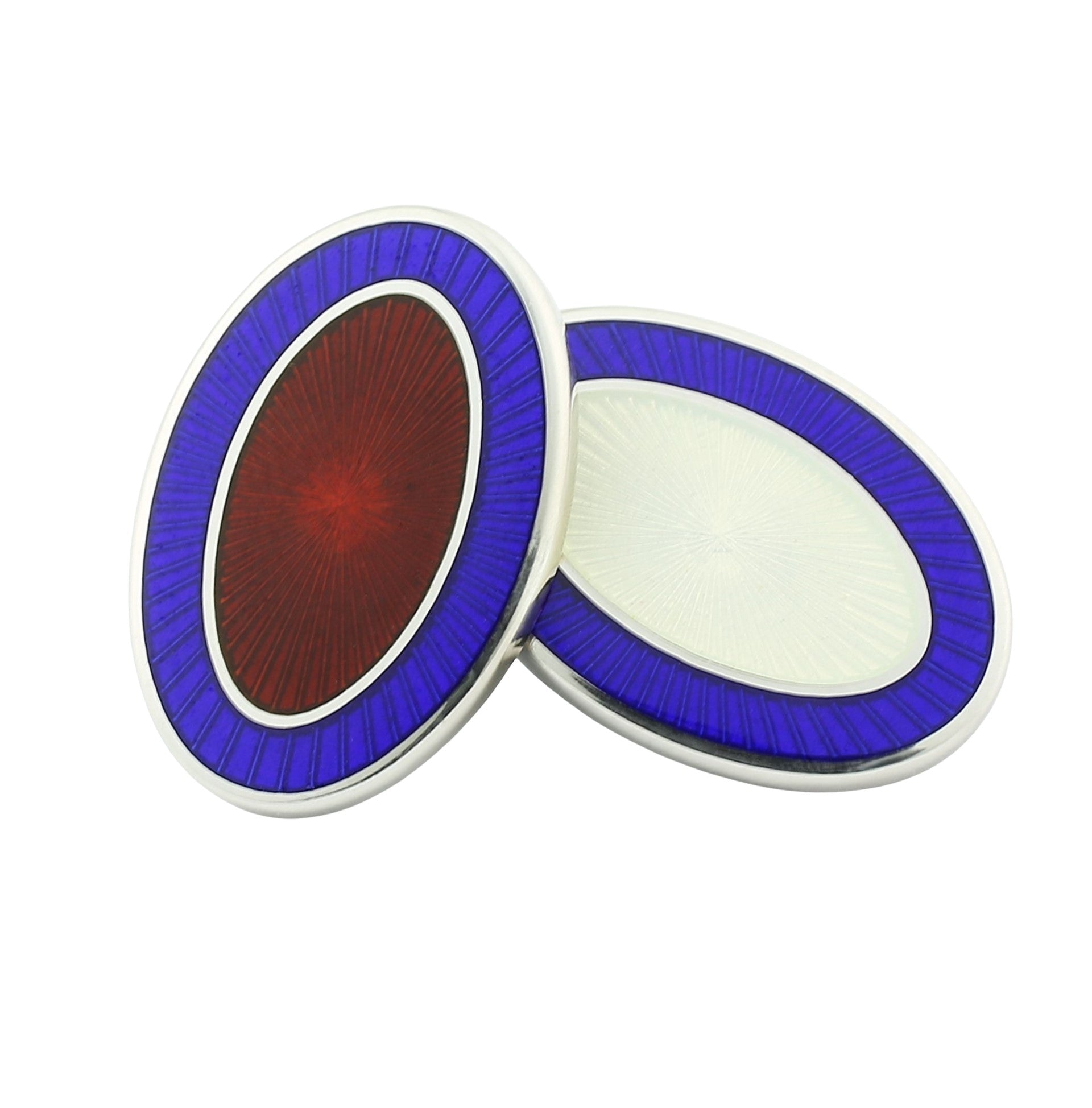 DOUBLE OVAL BLUE/RED AND BLUE/WHITE ENAMEL CUFFLINKS - main