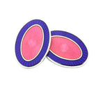 DOUBLE OVAL BLUE/PINK ENAMEL sterling silver CUFFLINKS - main