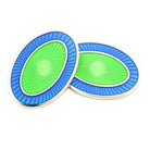 DOUBLE OVAL PALE BLUE/PALE GREEN sterling silver CUFFLINKS - main