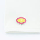 double oval pink/yellow enamel sterling silver cufflinks - cuff