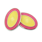 double oval pink/yellow enamel sterling silver cufflinks - main