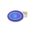 double oval blue/blue enamel sterling silver t-bar cufflinks - main