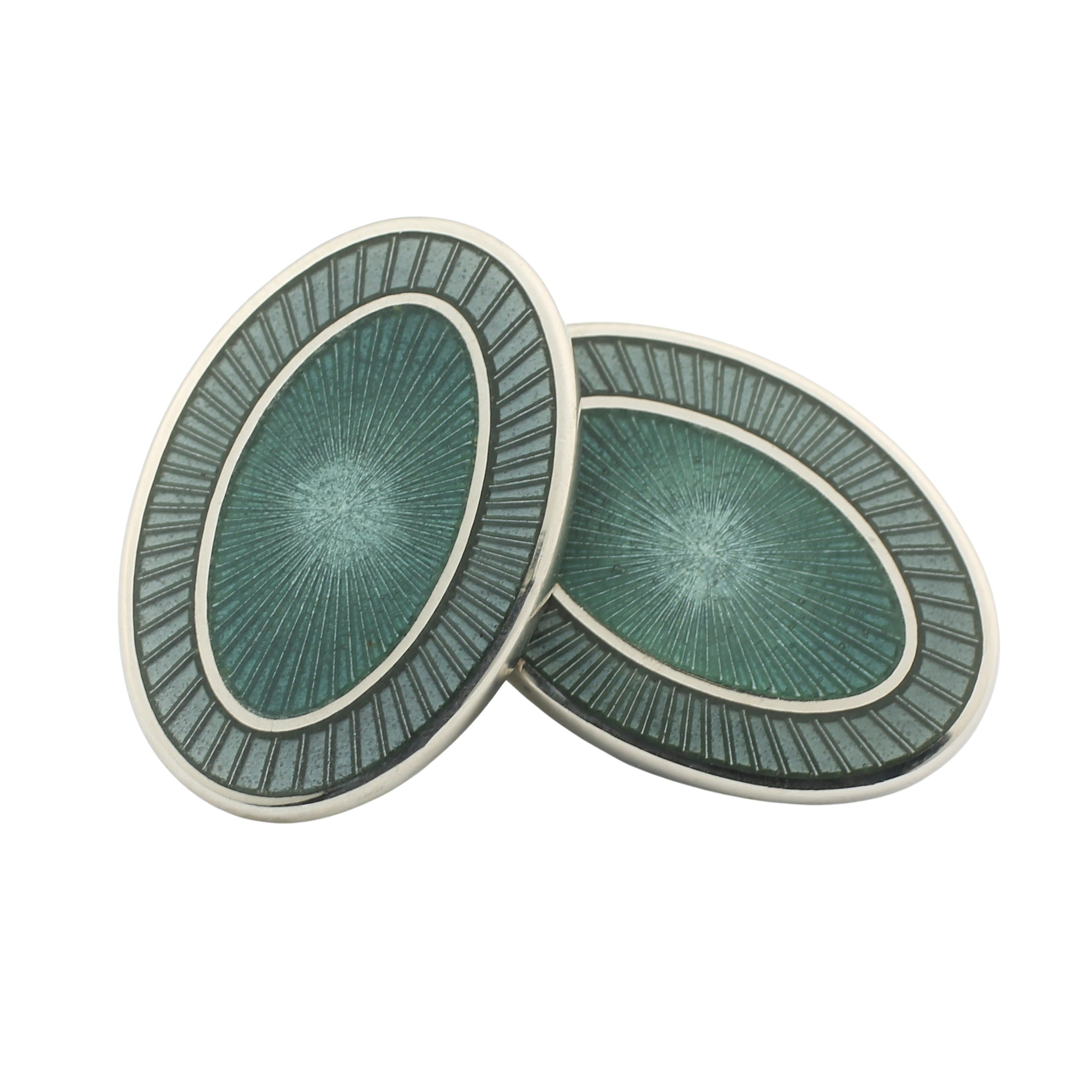 double oval graphite grey/sea green enamel cufflinks - main