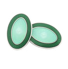 DOUBLE OVAL DARK GREEN/PALE MINT ENAMEL sterling silver CUFFLINKS - main