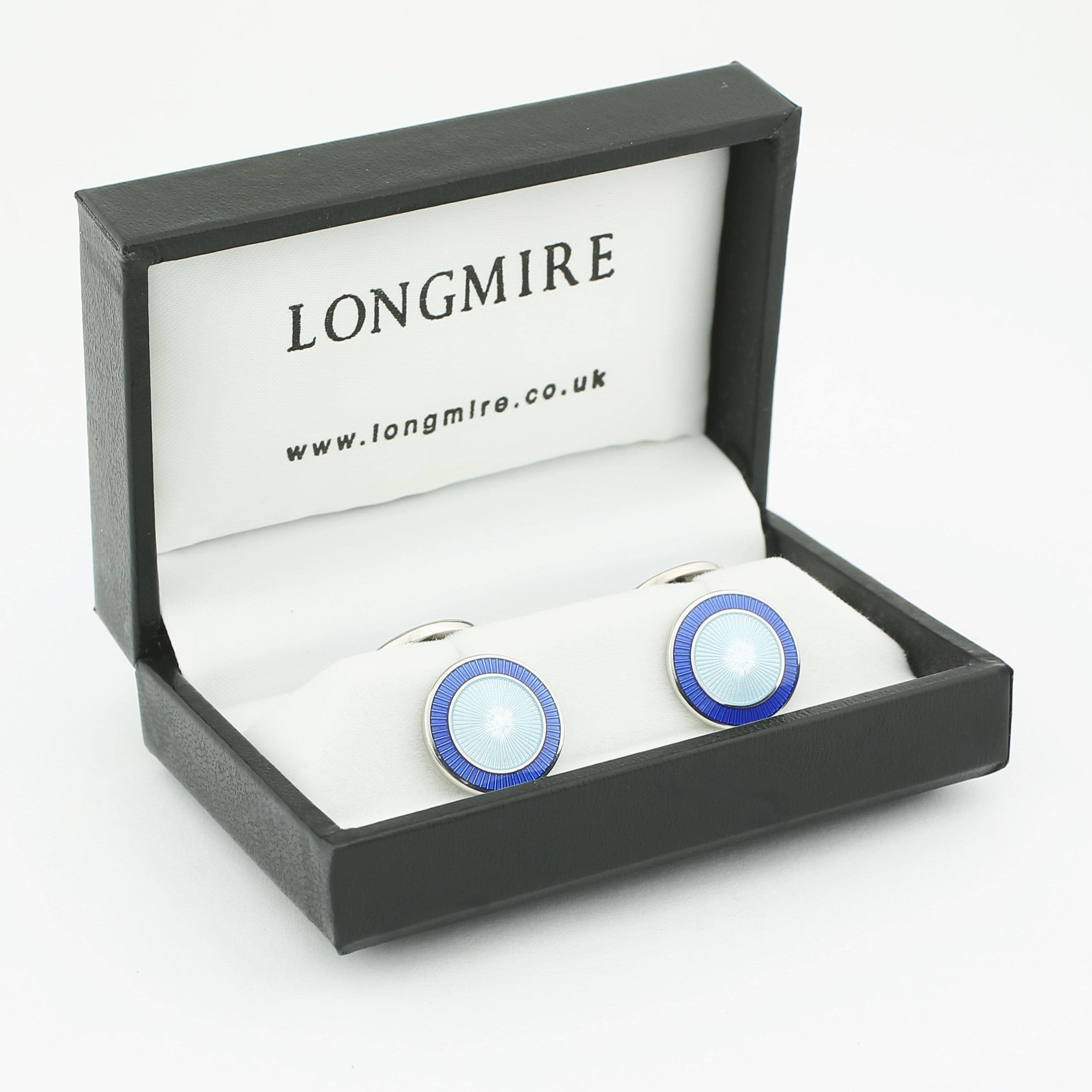 double circle blue/light blue enamel cufflinks - boxed