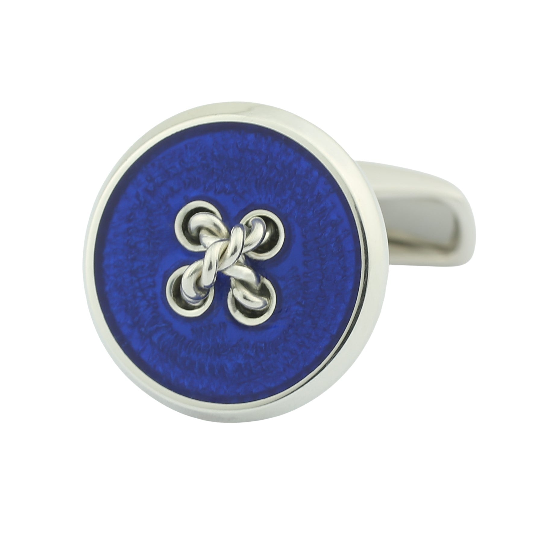 button royal blue enamel sterling silver cufflinks - main