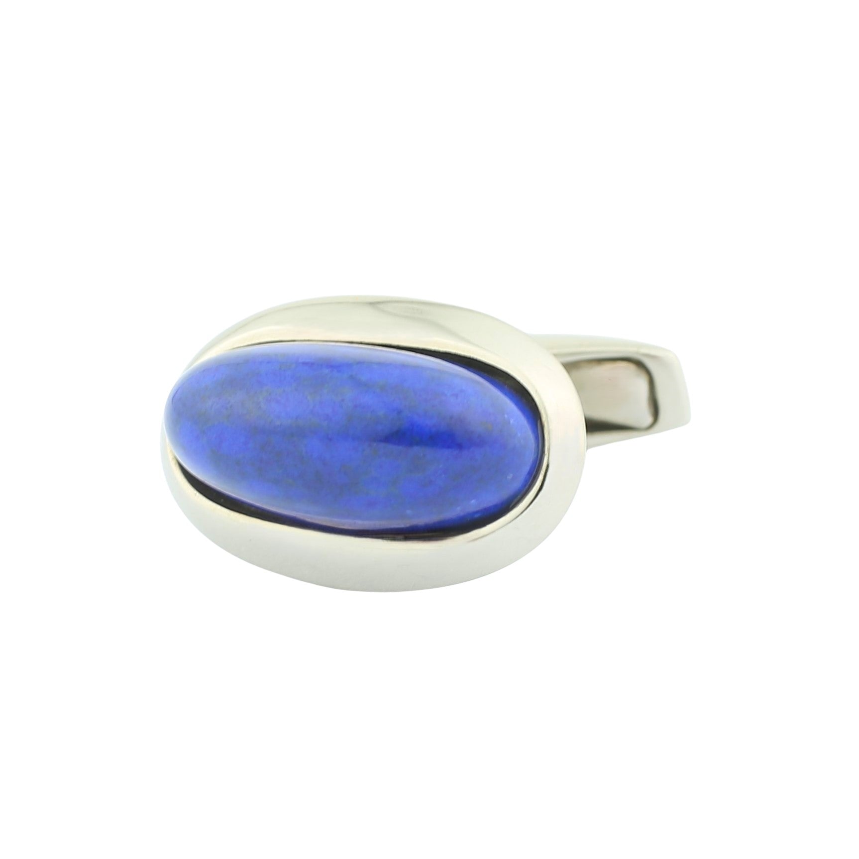 lapis lazuli cabochon cufflinks set in silver - main