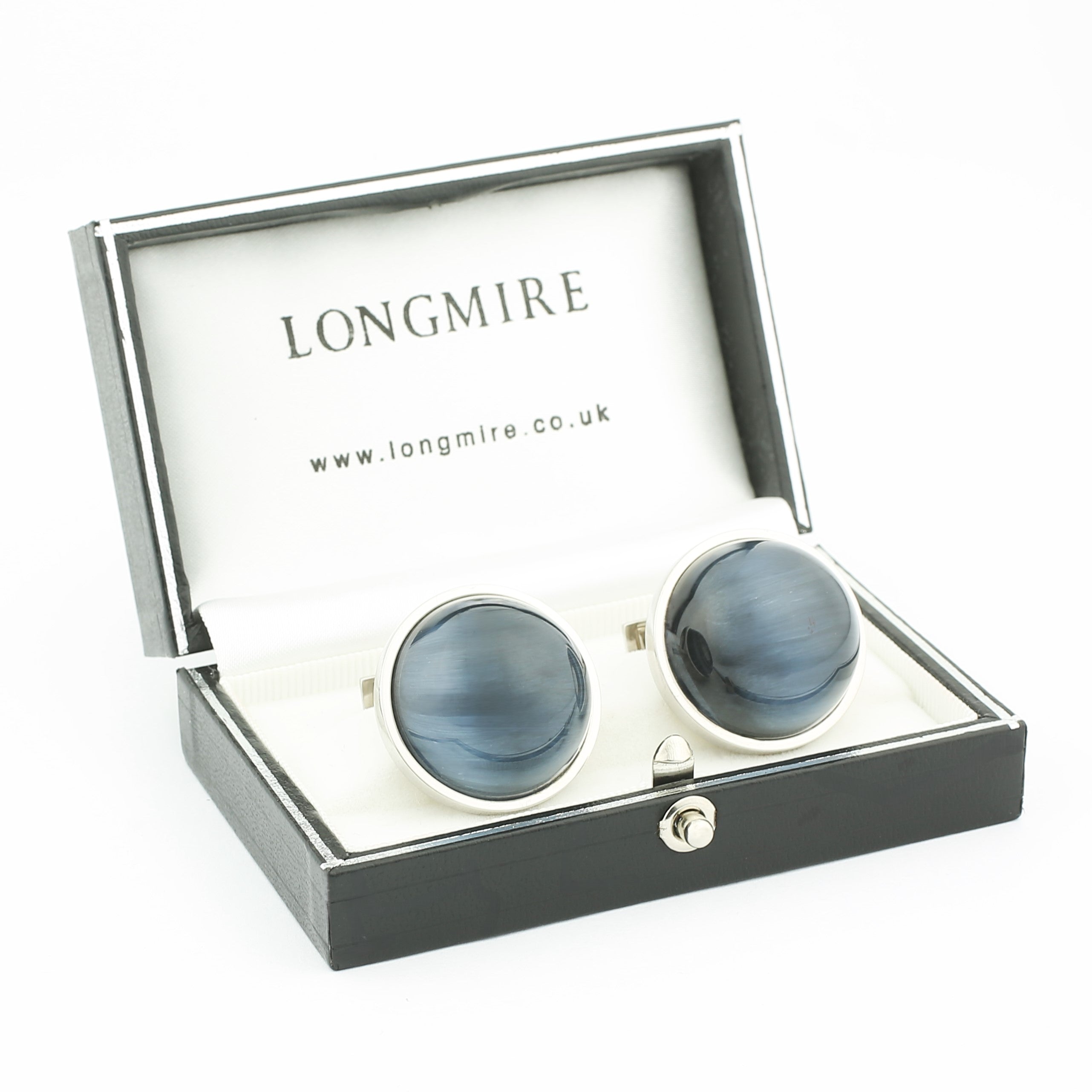 giant size rock crystal cabochon cufflinks - boxed