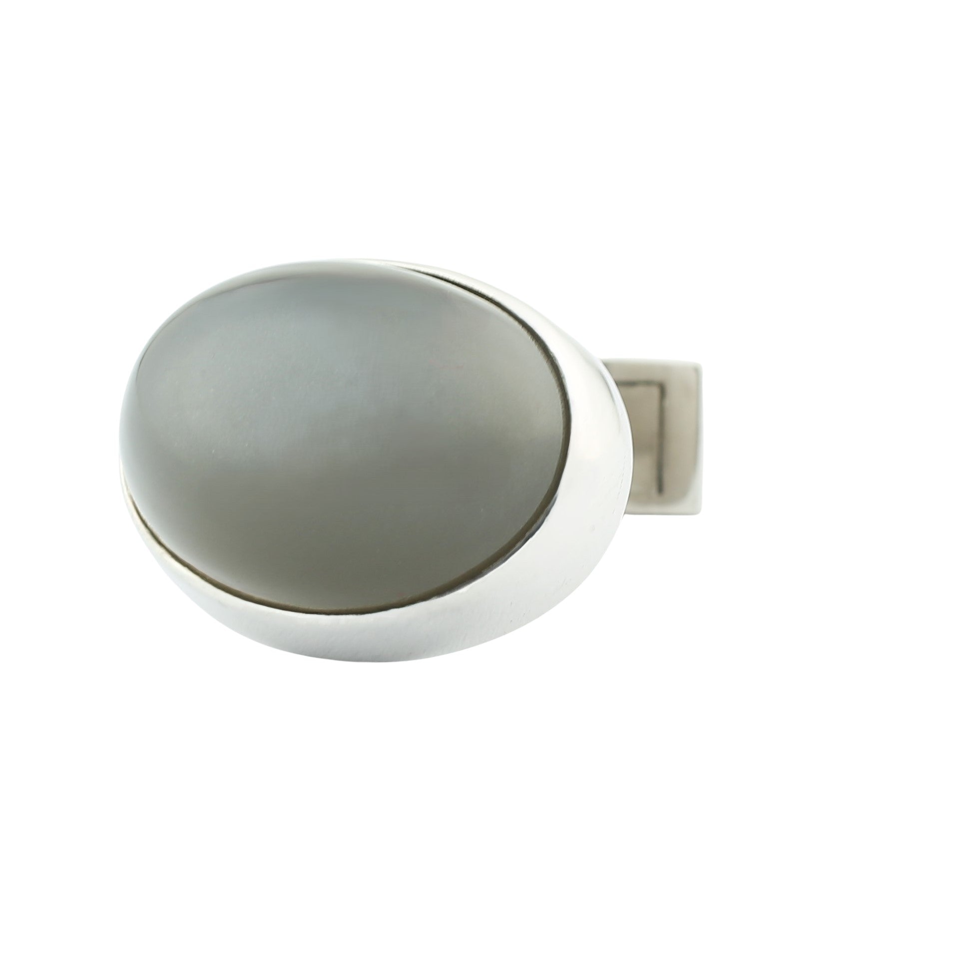 grey moonstone cabochon cufflinks set in silver - main