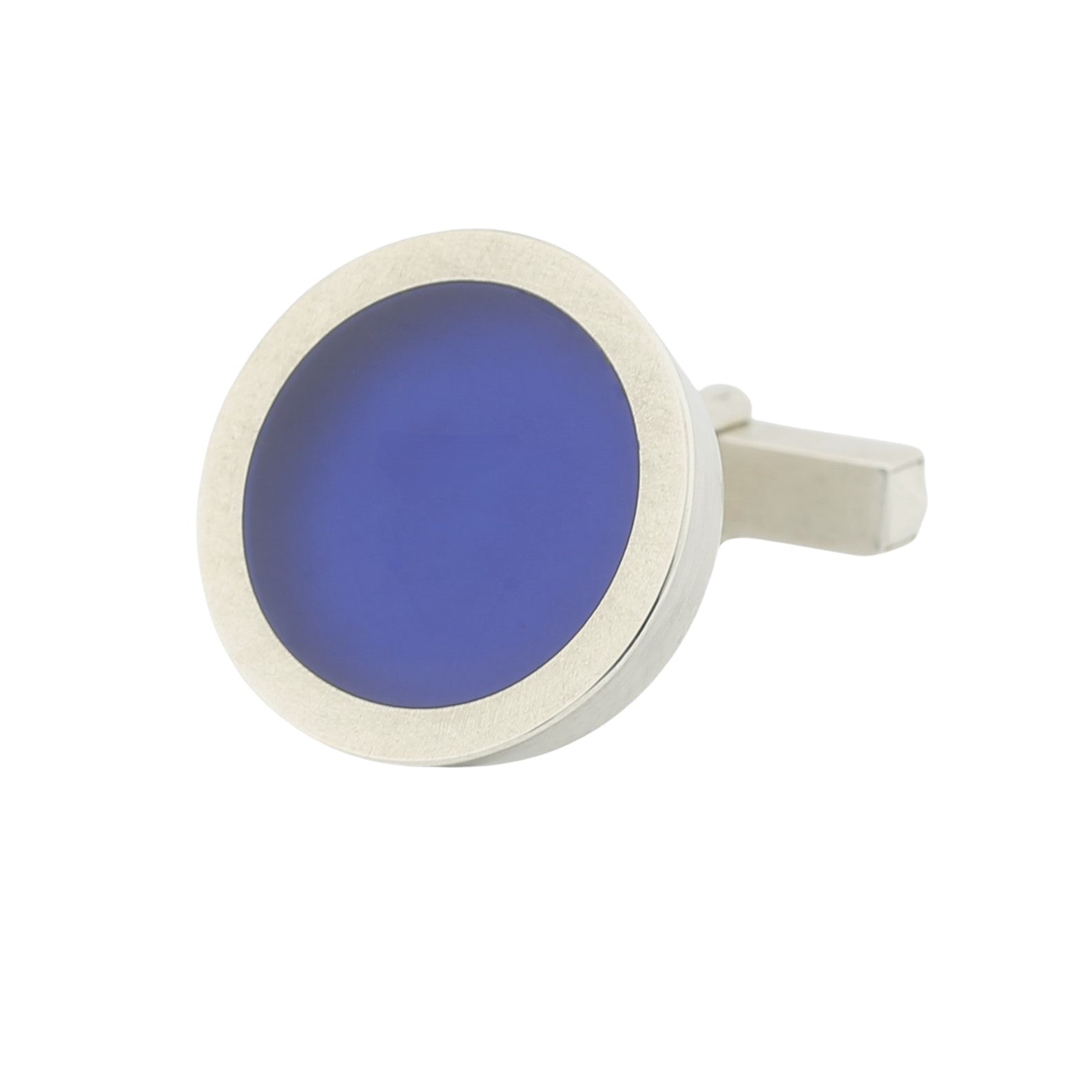 blue resin cufflinks in silver - main