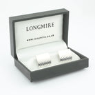 horizontal oblong curved cufflinks in silver - boxed 