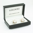 cowboy hat with rose gold band cufflinks in silver - boxed