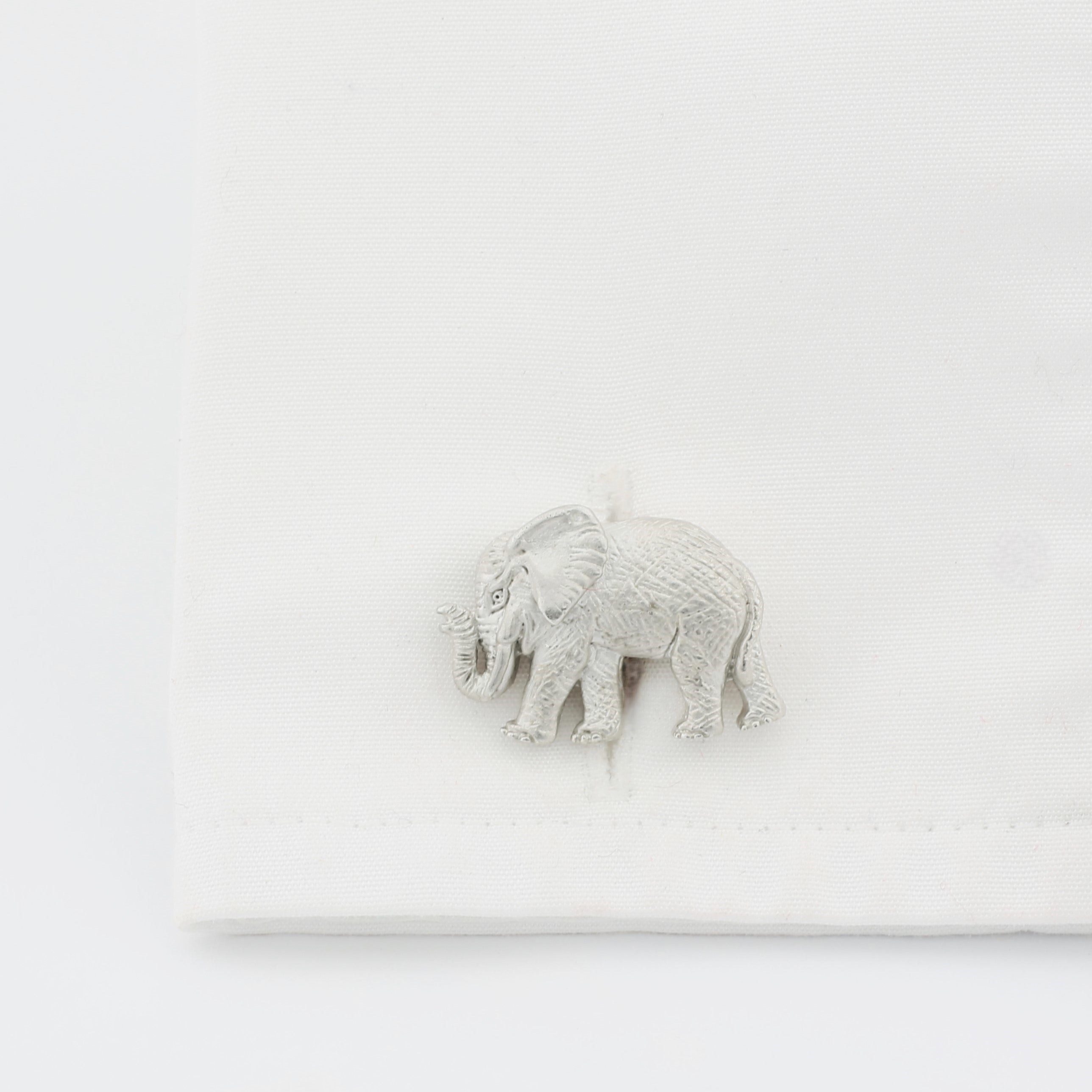 gently stampeding elephant cufflinks in matt silver - cuff