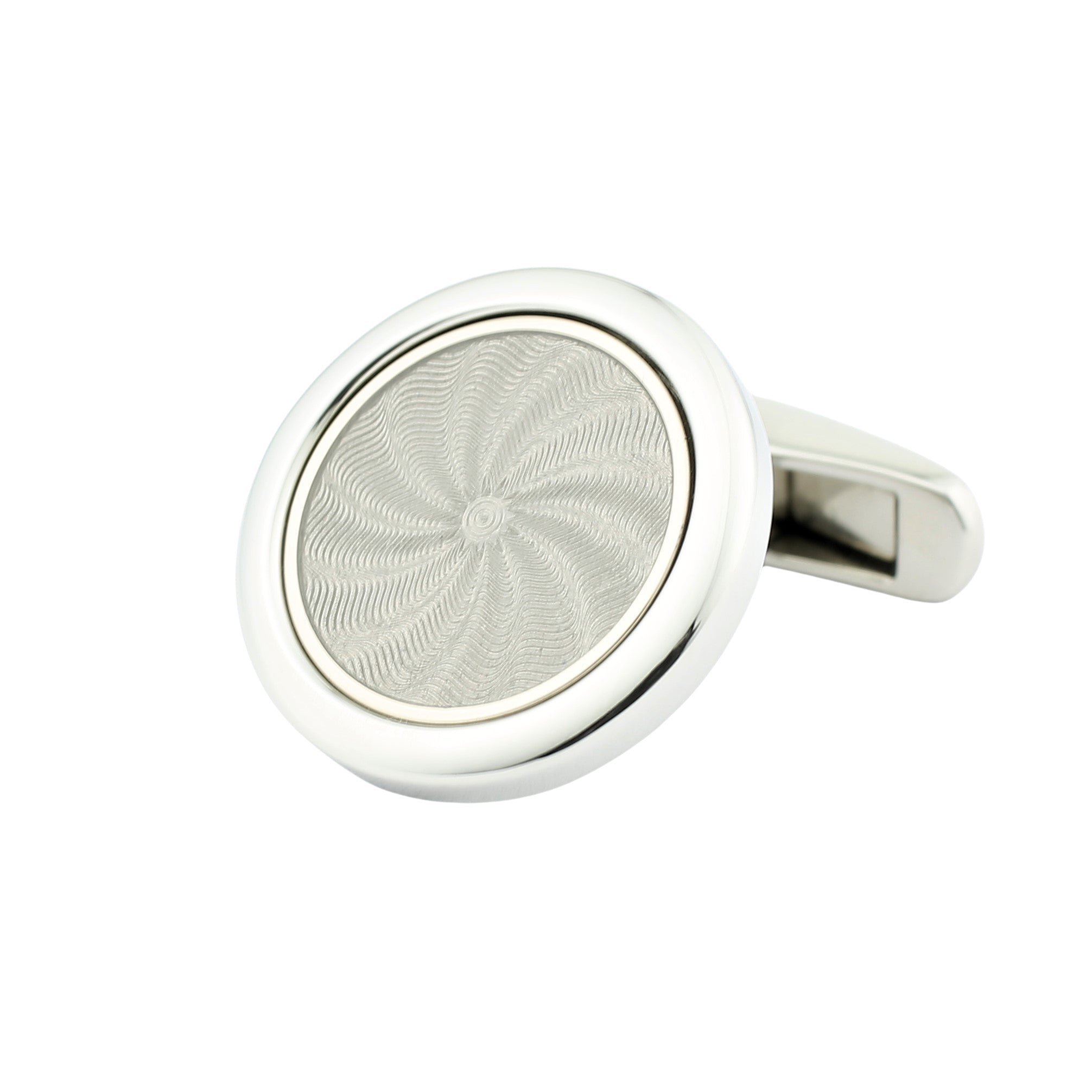 ASTRAL PALE GREY ENAMEL steel and 18ct gold CUFFLINKS - main