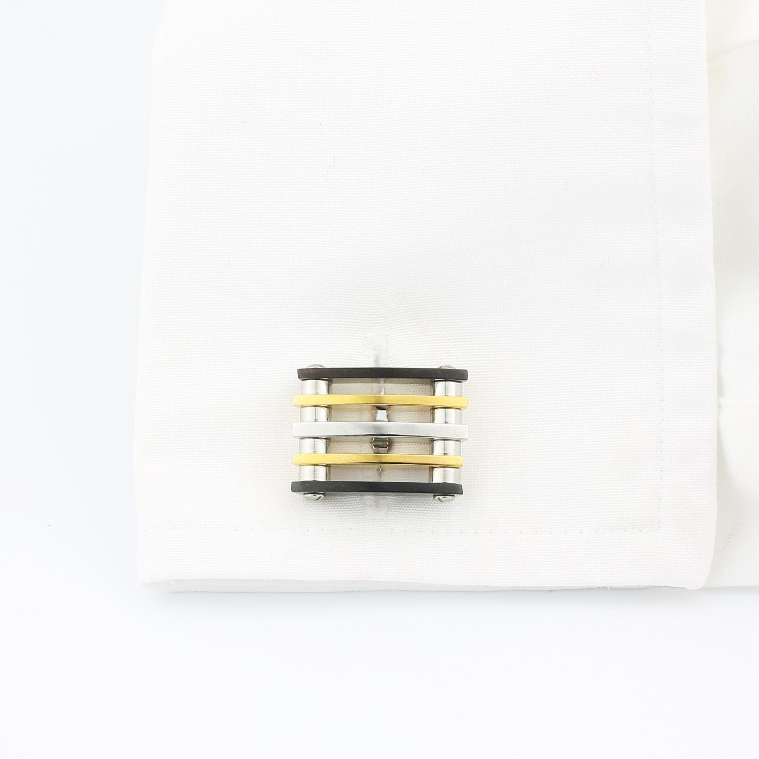 3 colour multibar grid cufflinks - cuff