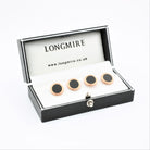 onyx pixel studs in 18k rose gold - boxed